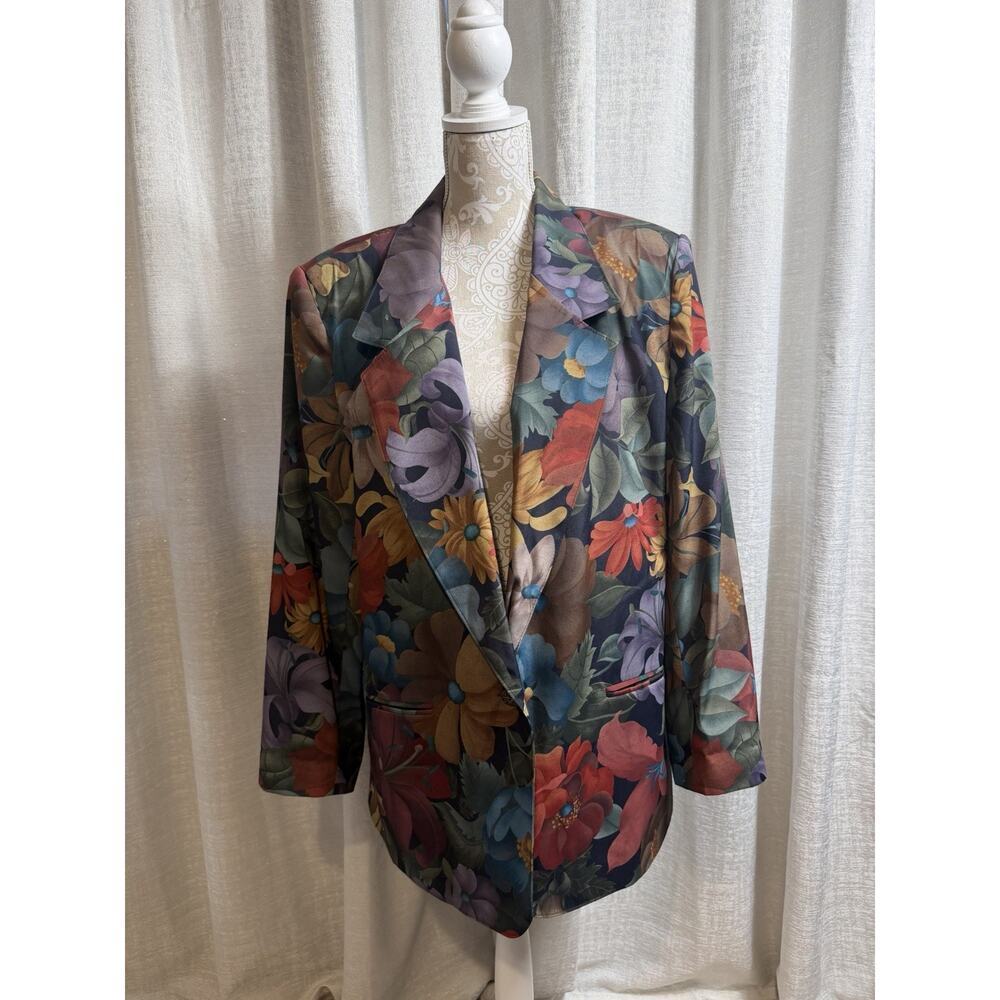 Alfred Dunner 18W Floral Blazer Jewel Tone Jacket - Picture 2 of 8